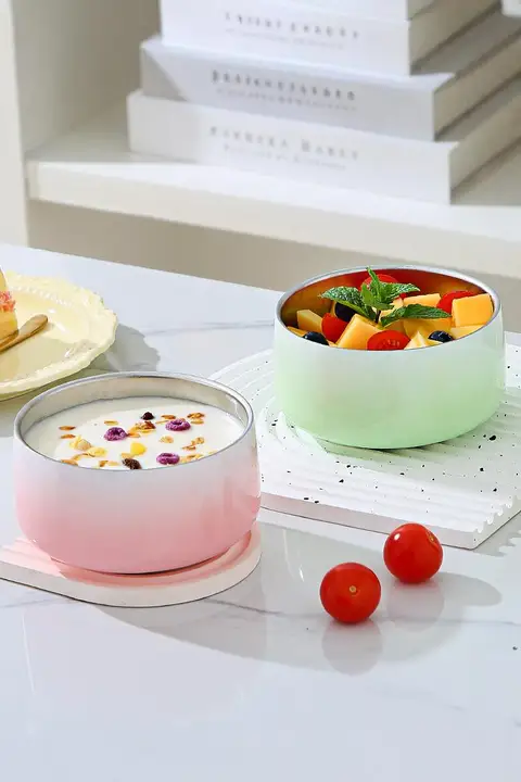 316不锈鋼 二重構造 食品グレード ご飯ボウル【学生用・家庭用・食器】