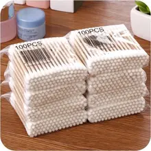 使い捨てコットン耳かき【100本入り・両端使用・化粧用・家庭用】