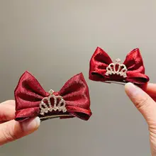 髪飾り キッズ ガールズ 立体 クラウン 蝶結び ヘアクリップ お姫様 お正月 迎春 「JOJO」