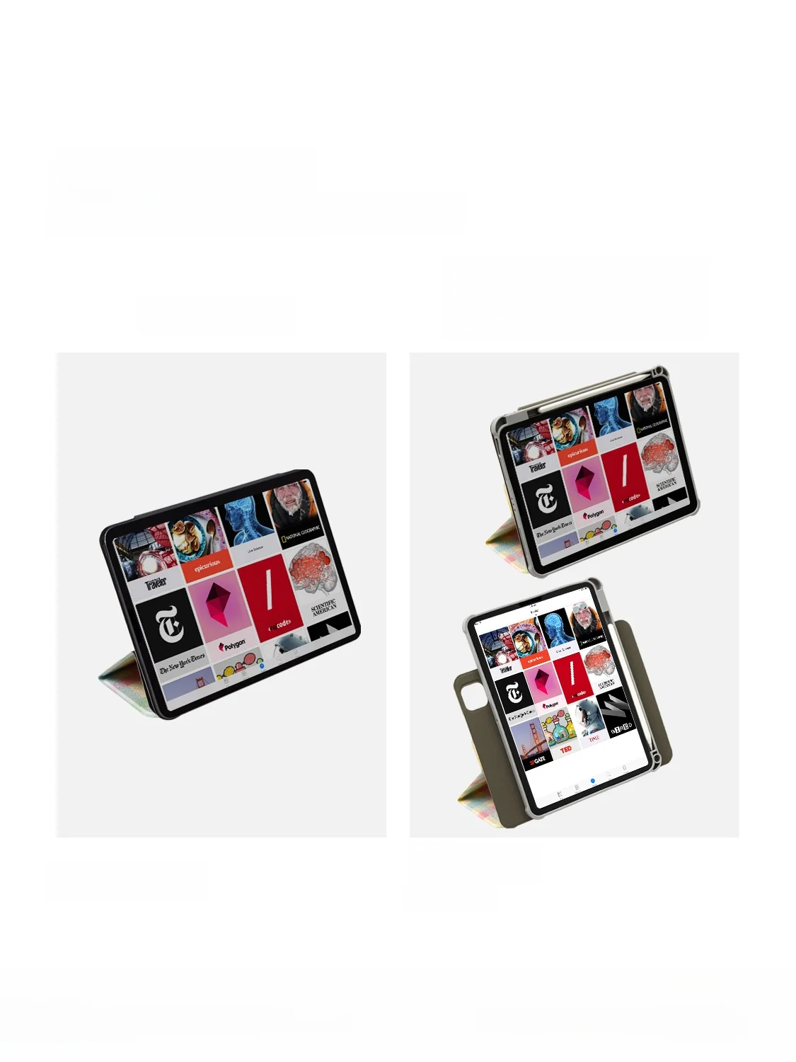 春のチェック柄iPad用保護ケース：磁気吸着で多様なモデルに対応