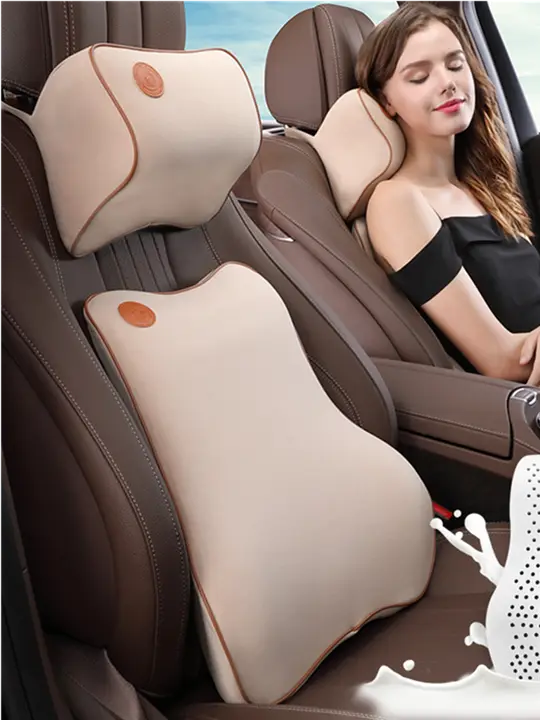 高級ラテックス製車用ヘッドレストクッション【ドライバー用・腰支持・ネックピロー】