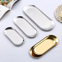 北欧デザイン ステンレス製楕円プレート【金色・寿司・デザート盛り付け用】