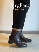 牛革製 フラットトゥショートブーツ【秋冬用・太ヒール・クラシックデザイン】
