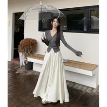 新中式スタイルのウエストハイワイドレッグパンツ【感溢れるドラッグ丈】