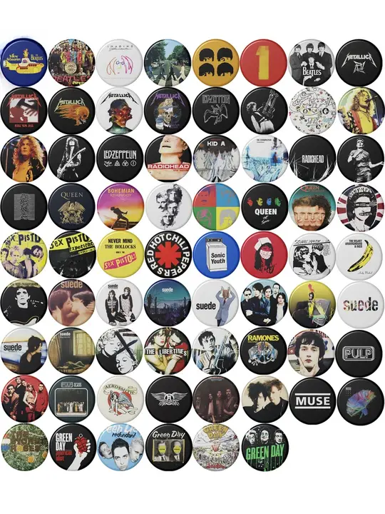 ロックバンドバッジ【メタリカ・クイーン・ビートルズ・ストーンローズ】