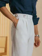 泡泡シャー素材の男性用パンツ【夏用・ゆったりフィット・イタリアンスタイル・長丈】
