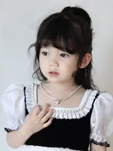 可愛いジュエリーデザインのパールペンダントネックレス【女の子用・プリンセス風・ブレスレット付き】（セットアップ対応）