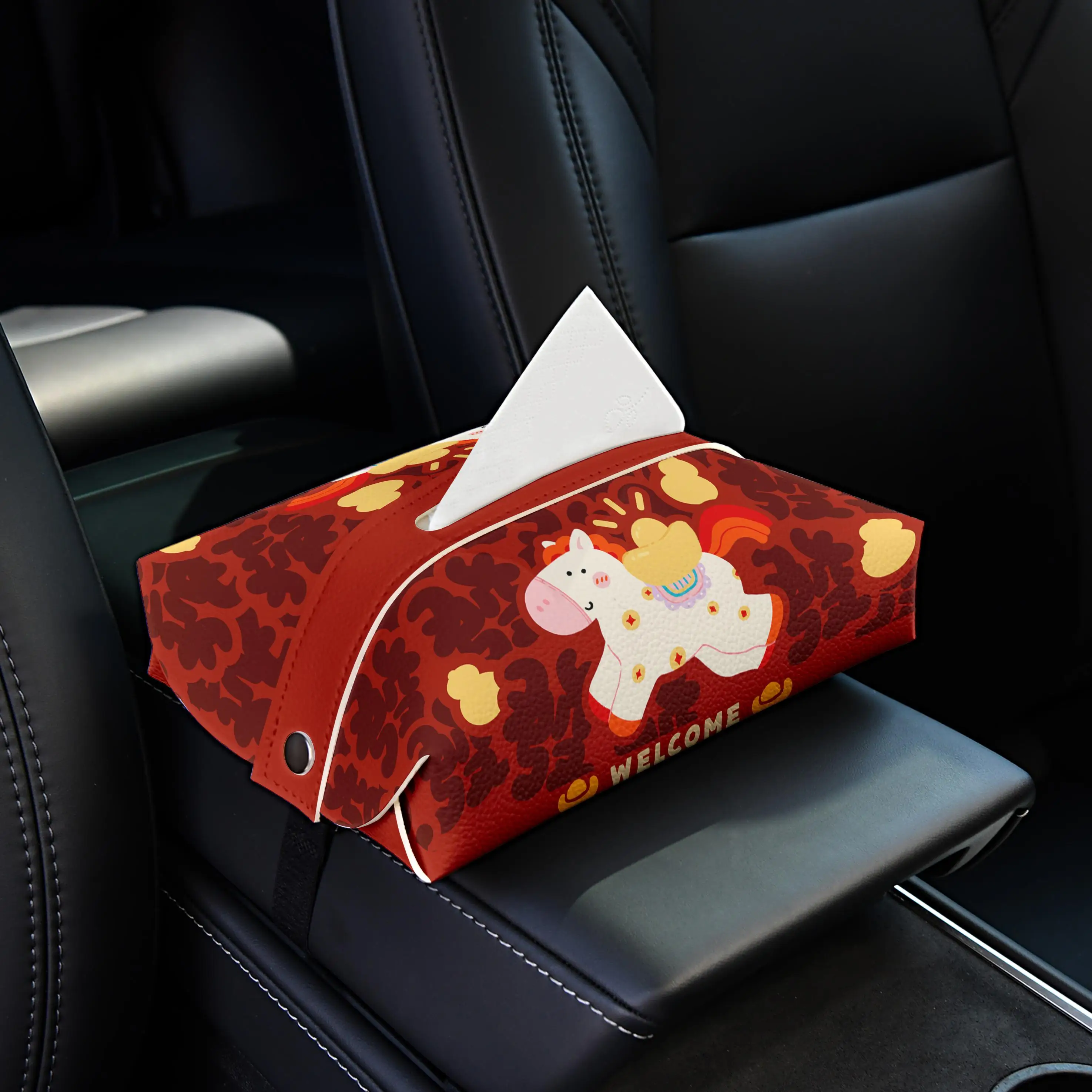 可愛い馬の車載ティッシュボックス：ハイエース車中泊で効率的な収納を実現
