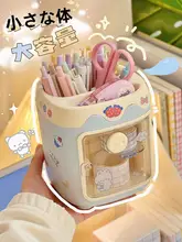 可愛い女の子デザインのペン立て収納ボックス【オフィス用・学生向け・デスク上用】