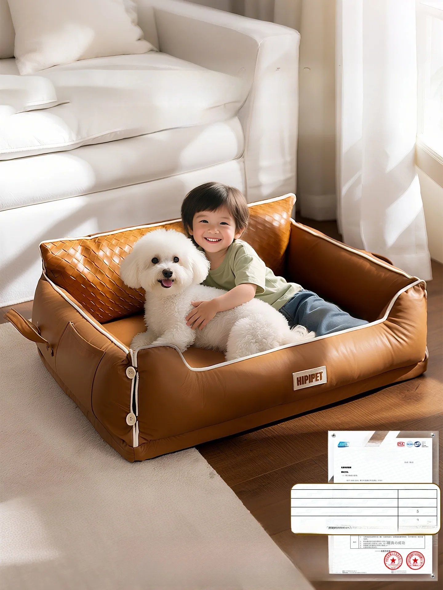 hipidog 小型犬用白鹅绒ベッド：多季節対応・抑菌護脊の高品質ペット用品