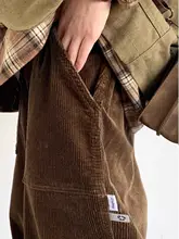 男女兼用 ビンテージ風 コーデュロイカジュアルパンツ【秋冬用・厚手・ワイドレッグ・ジョガーパンツ】