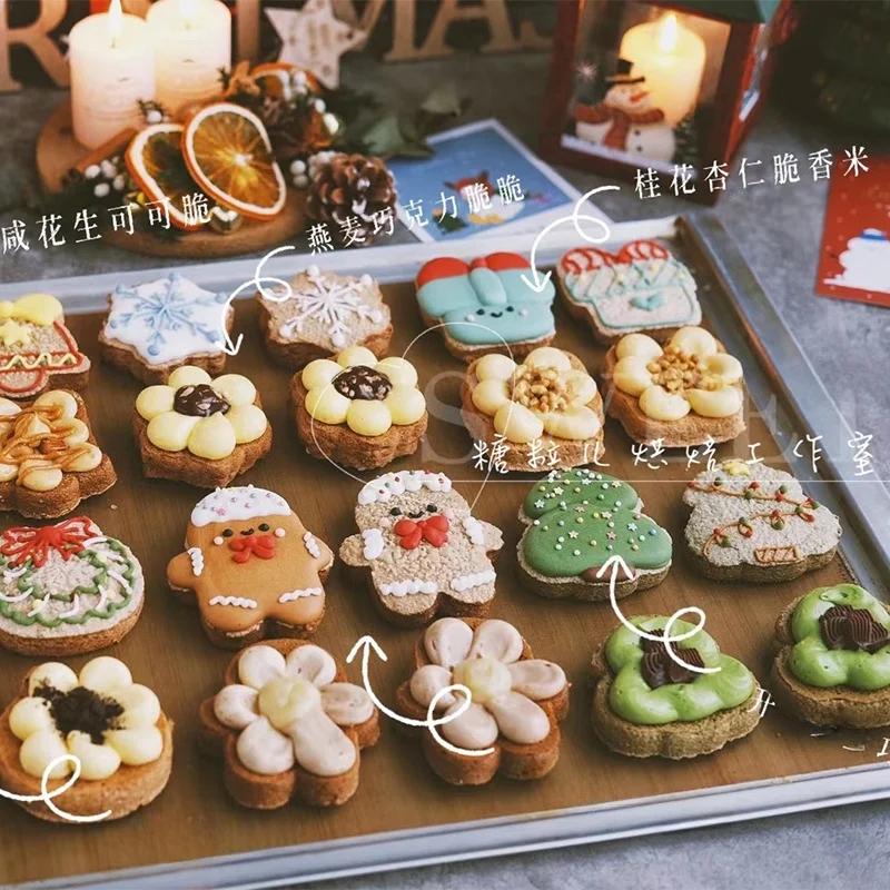 スターモチーフのクリスマスお菓子型：雪の結晶デザインと取手付きで家庭やギフトに最適な選択