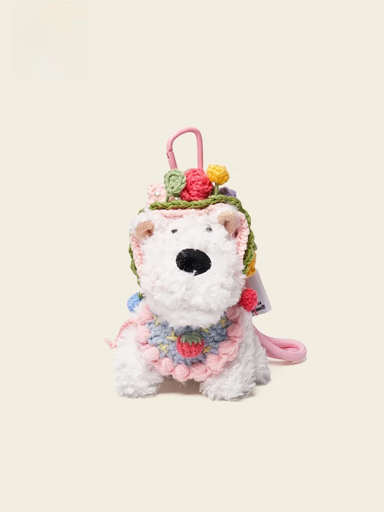 可愛いデザインの犬型バッグチャーム：毛足のあるぬいぐるみで日常のアクセサリーをアップデート