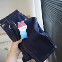 レトロデザインのハイウエストストレッチデニムパンツ【九分丈・カジュアル・女性用】