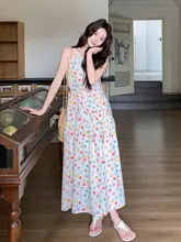 華やかなドット柄のキャミソールAラインワンピース【夏用・フィット】