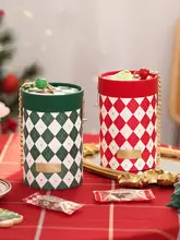 クリスマス用 円形ギフトボックス【手提げタイプ・お菓子や口紅の包装に最適】