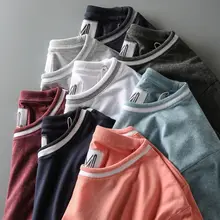 夏用 メンズカジュアルTシャツ【クルーネック・半袖・異素材切替デザイン】