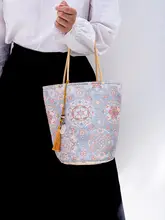 バケットバッグ レディース 手提げ フリンジ 宝相華柄 チャイナテイスト ギフト チャイナドレス