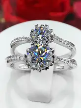 18Kゴールドモアッサナイトリング【ハート型・雪の結晶デザイン・女性用・六爪】