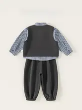 セットアップ 3点セット キッズ ボーイズ プルオーバーベスト チェック柄シャツ ジョガーパンツ カジュアル ストリート ヴィンテージ おしゃれ 秋