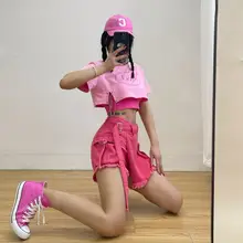 GQSTORE ヴィンテージ風 ワークデニムショートパンツ【ハイウエスト・不規則カット・フリンジ仕上げ】
