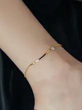 18Kゴールド製 夏用女性用アンクレット【カラーストーンデザイン・シンプルスタイル】