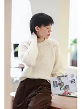 優雅なフィット感の全羊毛セーター【ラウンドネック・ショート丈・ゆったりタイプ】（セットアップ対応）