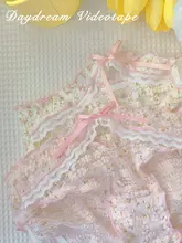 フラワープリントリボン付き 愛らしいレーストライアングルパンツ【透湿・薄手・夏用】