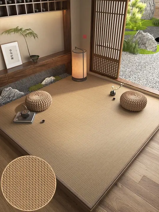 和室用い草ラグ【リビング・寝室・バルコニー対応・竹編み風】