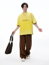 PMET ウォッシュプリントTシャツ【ダメージ加工・春用・クルーネック・ルーズフィット】