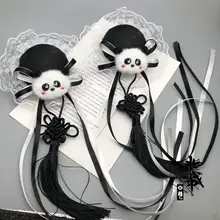パンダデザインのリボン付きヘアクリップ【かわいいヘアアクセサリー・ロリータ風】