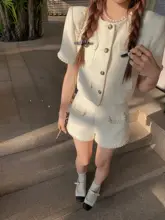 小柄女性向けカジュアルワンピース【ホワイト・短袖・薄手ジャケット・ショートパンツ・夏用】（セットアップ対応）