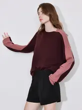 梅子色バイカラーセーター【丸首・ニット・冬用】