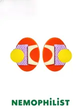 幾何学模様のオレンジ系抽象デザインアクリルピアス【イヤリング対応】