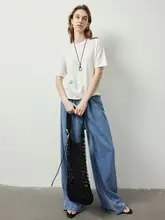 因由 レディース ニットTシャツ【ルーズフィット・薄手・丸首・ソリッドカラー】