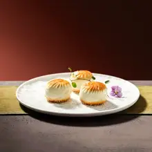 プレート 丸型 冷菜やお菓子に最適 陶器 ストーン模様 白色