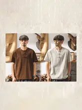 ポロシャツ Tシャツ メンズ 半袖 チャイナテイスト ヴィンテージ ルーズ トップス 夏