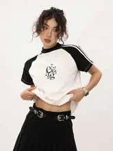 YOUNG STAGE レディース 夏用 カラーブロック ドロップショルダーTシャツ【デザインフィット・短丈】