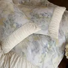 ロマンティックな水墨植物柄の花卉デザインベッドカバー【コットン二重・柔らかく通気性抜群】（セットアップ対応）