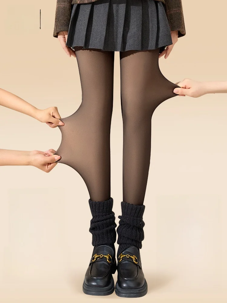 女性用黒い透け感のある加厚タイツ：秋冬に最適なハイウエスト水光沢スタイルの実用性解析