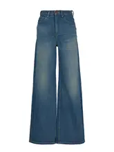 RUGOSAM ハイウエストデニムパンツ【レトロデザイン・ワイドレッグ・古着風】