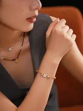 レトロデザインの四葉クローバー925純銀ブレスレット【女性用・手紐】