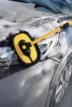 洗車用モopのヘッド 三節伸縮 チェニールフロッキングブラシ 交換用ヘッド 厚手ブラシ アクセサリー