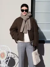 ヴィンテージ千鳥格模様の白鹅绒とレザーパネルのラグランスリーブ冬用軽量ダウンジャケット