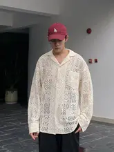 シャツ 男性 夏用 薄手 UVカット レース ハイエンドデザイン