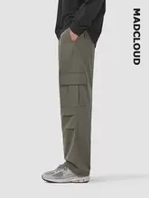 米国風ワイドレッグカーゴパンツ【大きなポケット・春秋用・カジュアル】