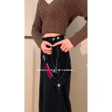 サイドジッパーデザインのワイドレッグデニムパンツ【グラデ  ーションブラックグレー・ハイウエスト・ストレートスタイル】