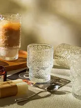 Tlife Flos 浮彫りガラスカップ【気泡ジュース・ビールカップ・中古品】