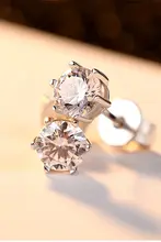 S925純銀製 六爪キュービックジルコニアピアス【ミニマルデザイン・エレガント】