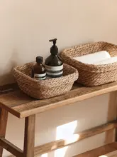 藤製 収納バスケット【デスク用・バスルーム整理・トレー・洗濯物入れ】